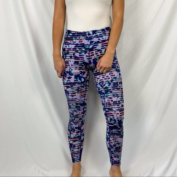Zella Live In Purple Orange Patterned Print Full Length Leggings Size Small - Picture 12 of 12